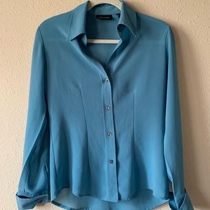 Teal blue shear button down